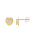 ფოტო #1 პროდუქტის Children's Cubic Zirconia Heart Stud Earrings in 14k Gold