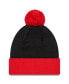 Фото #3 товара Men's Black, Red Portland Trail Blazers Confident Cuffed Knit Hat with Pom