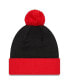 Men's Black, Red Portland Trail Blazers Confident Cuffed Knit Hat with Pom