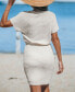 ფოტო #2 პროდუქტის Women's Beige Round Neck Short Sleeve Asymmetrical Hem Mini Beach Dress