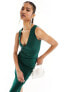 Фото #1 товара Vesper exclusive bow tie detail bodycon midaxi dress in forest green