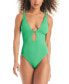 Фото #1 товара Women's Refresh Ribbed Plunging Lace-Back Swimsuit