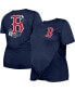 Фото #2 товара Women's Navy Boston Red Sox Plus Size Two-Hit Front Knot T-shirt