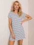 Фото #6 товара Платье трикотажное с открытой спиной и коротким рукавом в бело-голубую полоску - Factory Price