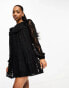 Фото #2 товара Miss Selfridge lace frill detail smock dress in black