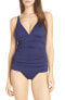 Фото #1 товара Tommy Bahama Womens Pearl V-Neck One-Piece Swimsuit Mare Navy Size 8