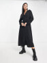 Фото #4 товара New Look button front long sleeved tea dress in black