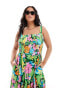 Фото #3 товара Yours sheered strappy maxi dress in tropical print