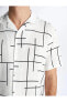 LCW Vision Slim Fit Kısa Kollu Desenli Resort Yaka Erkek Gömlek