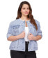 Michael Kors Plus Size Collarless Frayed Denim Jacket