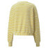 Puma Downtown Velour Striped Crewneck Sweatshirt Womens Yellow 53574665