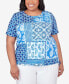ფოტო #1 პროდუქტის Plus Size Bayou Patchwork Ikat T-shirt with Side Ruching