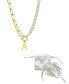 Фото #2 товара 14K Gold-Plated Half Crystal and Half Paperclip Initial Toggle Necklace