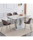 Фото #8 товара Modern Grey Imitation Marble Dining Table - 63" x 37"
