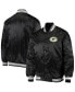 ფოტო #1 პროდუქტის Men's Black Green Bay Packers Locker Room Satin Varsity Full-Snap Jacket