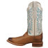 Justin Boots Silky Tan Embroidered Square Toe Cowboy Womens Size 5.5 B Casual B
