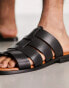 ASRA Sani flat sandals in spice black leather