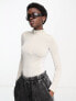 Фото #1 товара Weekday Bella long sleeve half zip top in off-white colour block