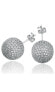 Suzy Levian Sterling Silver Cubic Zirconia Pave Disco Ball Stud Earrings