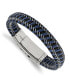 ფოტო #1 პროდუქტის Stainless Steel Wire Black Blue Leather Adjustable Bracelet