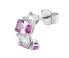 Timeless silver single earring Fancy Vibrant Pink FVP08