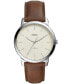 ფოტო #1 პროდუქტის Men's Minimalist Brown Leather Strap Watch 44mm