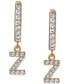 ფოტო #15 პროდუქტის Cubic Zirconia Initial Dangle Hoop Earrings in 18k Gold-Plated Sterling Silver, Created for Macy's