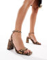 ASOS DESIGN Hotel barely there block heeled sandals in leopard