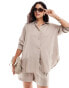 Фото #1 товара ASOS DESIGN relaxed shirt with linen in sand co-ord