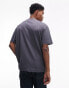 Topman premium oversized fit t-shirt with painted mushroom print in charcoal M - фото #4