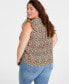 Фото #4 товара Trendy Plus Size Leopard-Print Ruffle-Sleeve Top, Created for Macy's