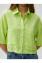 Фото #5 товара Standart Gömlek Yaka Düz Yeşil Kadın Gömlek 3sal60006ıw