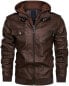 Фото #1 товара Мужская куртка из синтетической кожи KEFITEVD, байкерская куртка со съемным капюшоном, переходная куртка, винтажный бомбер, стильная мужская куртка, осенне-зимняя куртка для отдыха