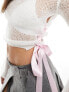 Фото #3 товара Miss Selfridge sheer knit contrast bow detail jumper in cream