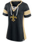 ფოტო #3 პროდუქტის Women's Black, Gold-ToneNew Orleans Saints Team Draft Me Lace-Up Raglan T-shirt