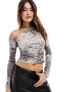 ASOS DESIGN asymmetric long sleeve top in snake print