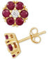 ფოტო #7 პროდუქტის Sapphire (1-1/5 ct. t.w.) and White Sapphire (1/6 ct. t.w.) Flower Stud Earrings in 14k Gold (Also Available in Emerald and Ruby)