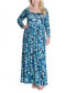 Фото #1 товара Plus Size Long Sleeve Pleated Maxi Dress