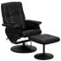 Фото #5 товара Massaging Black Leather Recliner And Ottoman With Leather Wrapped Base