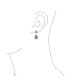 Фото #2 товара Fashion Green Simulated Emerald AAA CZ Halo Pear Shaped Teardrop Dangle Earrings For Women For Prom Rhodium Plated Brass