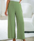 ფოტო #3 პროდუქტის Women's Woven Green Wide Leg Pants