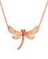 Фото #3 товара Le Vian multi-Gemstone (3/8 ct. t.w.) & Diamond (1/6 ct. t.w.) Dragonfly Pendant Necklace in 14k Rose Gold, 18" + 2" extender