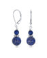 ფოტო #1 პროდუქტის Gemstone Natural Blue Lapis Lazuli Boho Bali Milgrain Edged Beaded Rondel Separator Double Ball Round Drop Dangle Earrings Sterling Silver Lever back