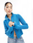 Фото #1 товара Weekday Winona high neck rib zip-through cardigan in blue marl