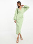 Фото #1 товара ASOS DESIGN textured collared wrap midi dress in mint