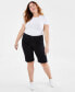 Фото #3 товара Plus Size Denim Raw-Edge Bermuda Shorts, Created for Macy's