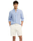 Фото #4 товара Men's Slim-Fit Gingham Check Button-Down Linen Shirt