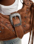 Bershka western shoulder bag with tassle detail in brown