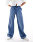 Фото #1 товара Stradivarius STR wide leg elasticated tie waist jean in blue