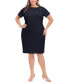 Plus Size Bow-Neck Sheath Dress